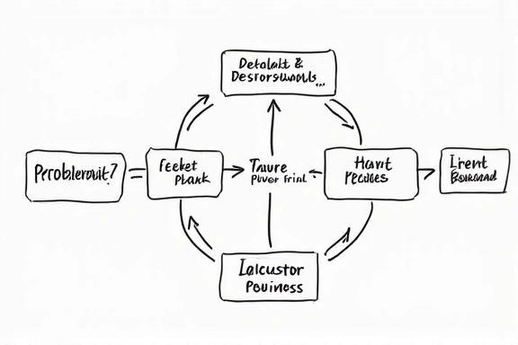 Diagram przedstawiający proces analizy danych i identyfikacji problemów biznesowych.